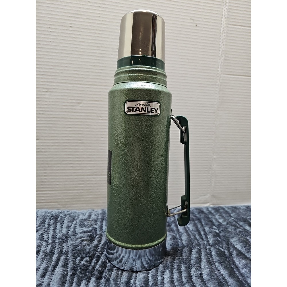 Vtg Stanley Thermos No. A-944DH Quart Green USA Aladdin Complete W/ 2 Piece Lid